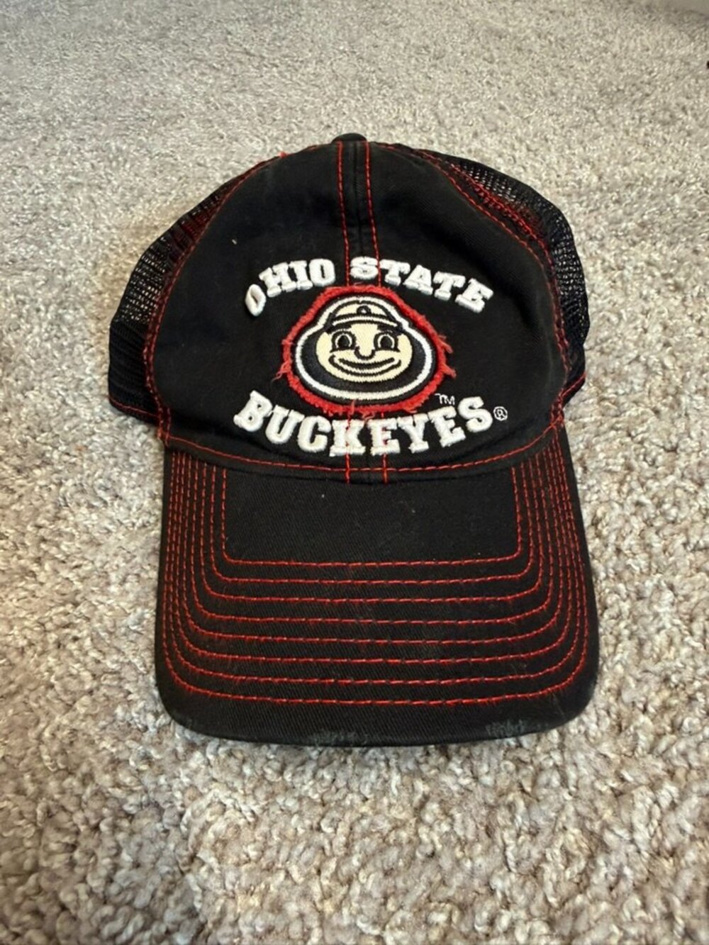 Ohio State Buckeyes NCAA Black and Red Trucker Snapback Hat